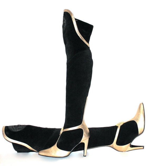 atelier versace patent leather gogo boots