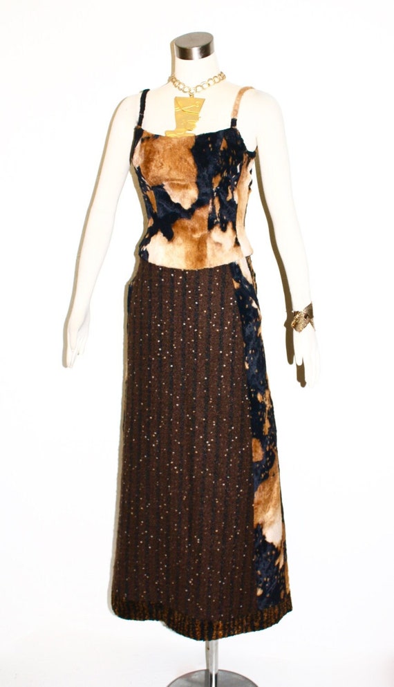 KENZO Paris Vintage Dress Faux Fur 2 Piece Crop To