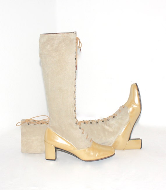 Vintage CHARLES JOURDAN Patent Suede Leather Lace… - image 3