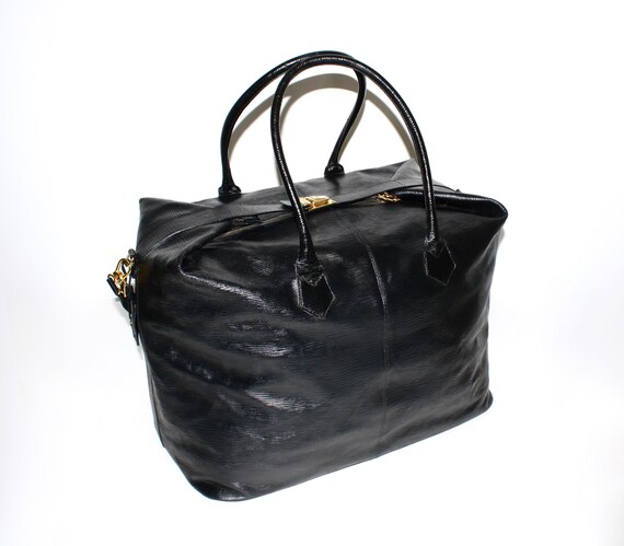 Vintage FENDI Black Epi Leather Large Duffle Trav… - image 3