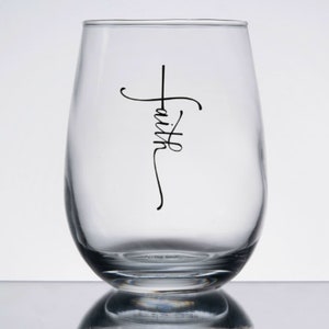 Faith stemless 15oz wine glass