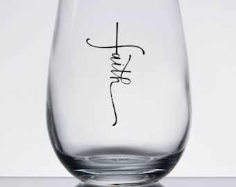 Faith stemless 15oz wine glass