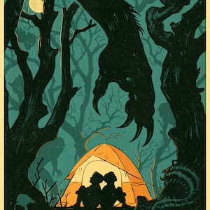 Spooky Vintage Camping Horror Print 11x14