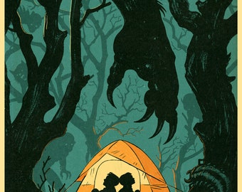 Spooky Vintage Camping Horror Print 11x14