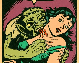 Professional Monster Vintage Comic Print