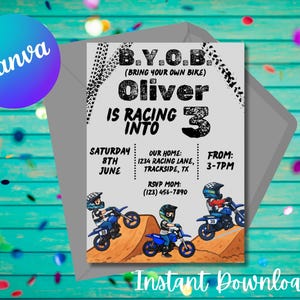 Dirt Bike Birthday Invitation: Motocross Party, Editable Template (Digital Download)