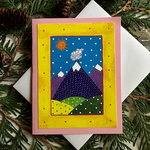 Carte de voeux folklorique humoristique Mt. Goat on peak