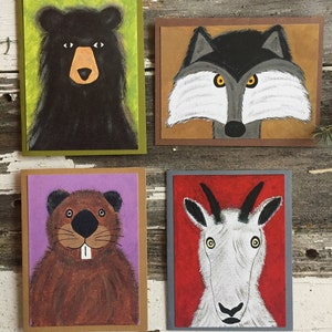 FOLKART Cartes animaliers HUMORISTIQUES Fait maison