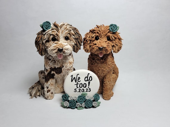 Cake Topper Tiny Dog Figurines Two Custom Dog Cake Toppers, Custom