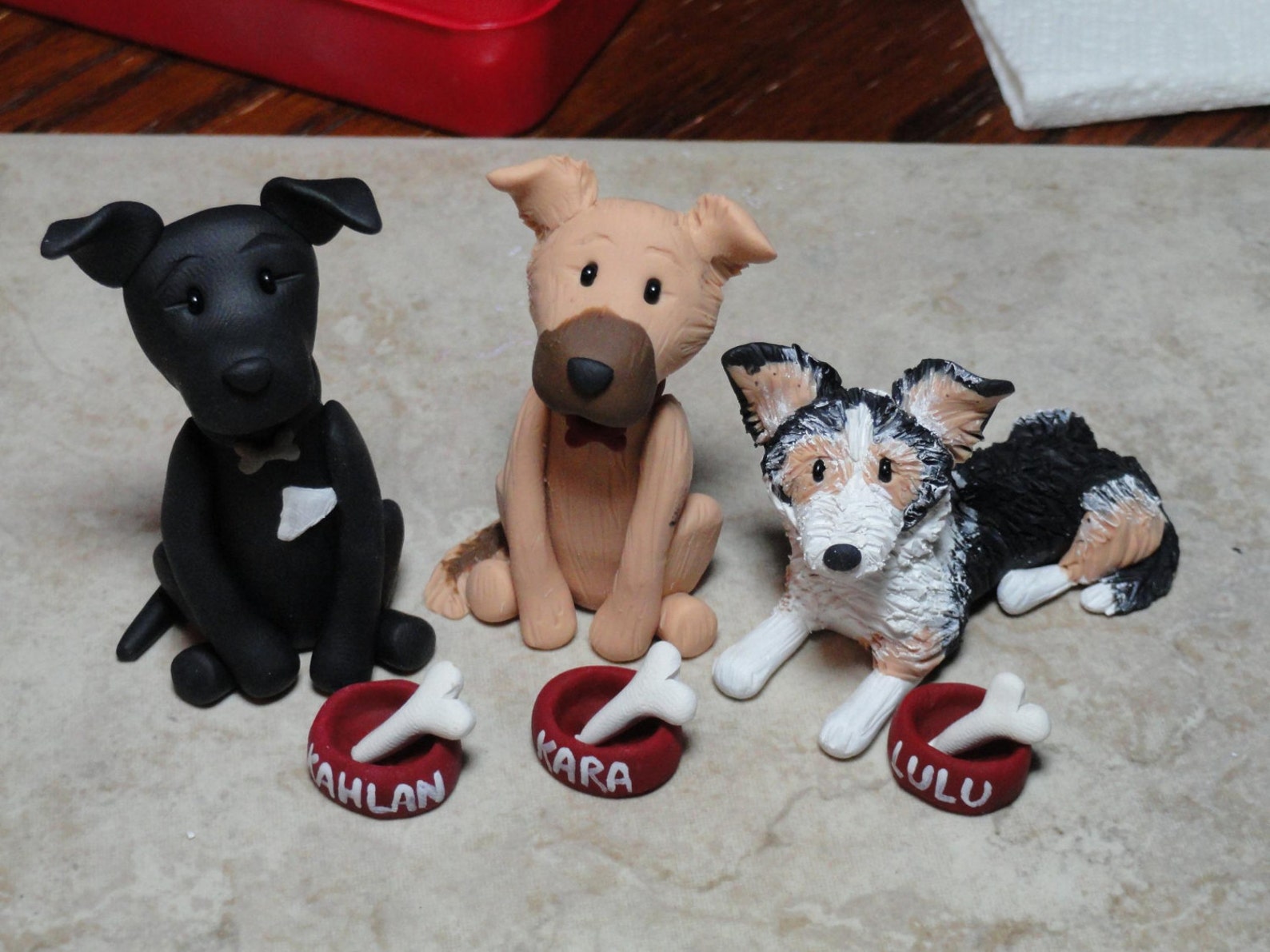 Custom Dog and Dog Bowl Clay Figure Etsy