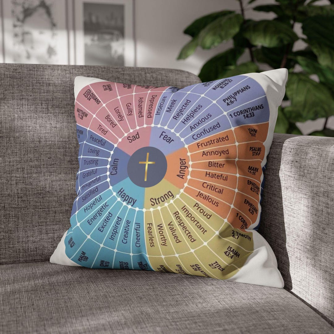 Christian Therapy Emotional Wheel Pillowcase: Inspirational Bible Verse ...
