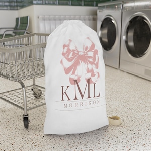 Personalized Coquette Bow Laundry Bag: Drawstring Travel Bag