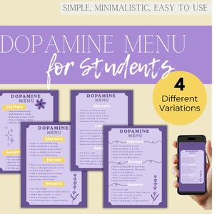 Dopamine Menu Printable for Students | ADHD Study Motivation Productivity Planner | Executive Functioning Support | Self Care & Focus Tool