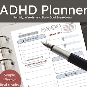 ADHD Life Planner Daily Weekly Monthly Organizer Undated Task Tracker ADHD Focus Planning Printable Productivity Planner Priority Task Track