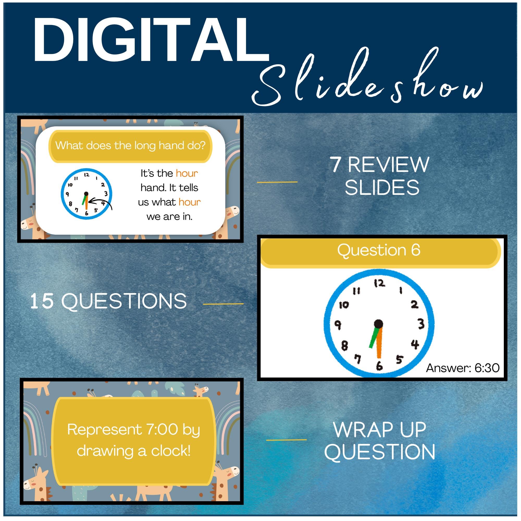 Telling Time Activity, Clock to Nearest 5 Minutes, Digital Slideshow ...