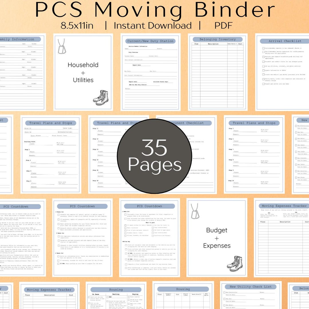 Military PCS Binder Printable | Moving Planner for Military Families ...