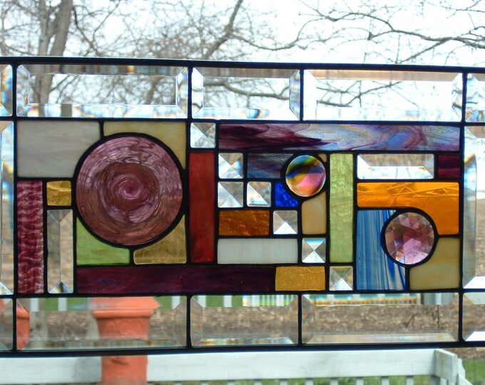 Original Rondel Stained Glass Panel Etsy