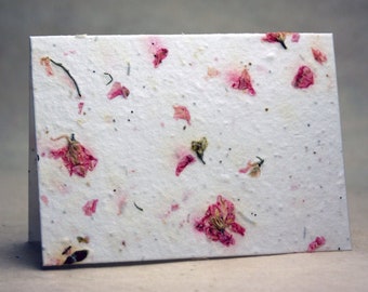 Handmade Seed Paper with Pink Larkspur Petals and Wildflower Seeds - 4 Cards with Envelopes and Planting Guides