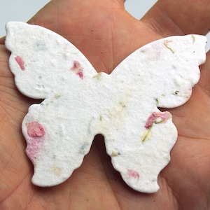 Seed Paper Butterflies 3"w x 2.85"h #17s Recycled Pink Flower Petals for Weddings or Memorials set of 24