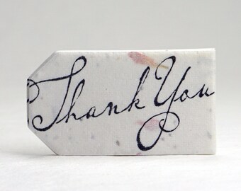 Bulk Pack Tiny Seed Paper Tags 1.25" wide by 2.25" tall Thank You Pink Petal Cotton Set of 100