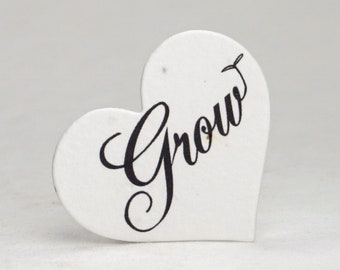 Grow Sprout Seed Paper Hearts 1.75" x 1.5" Wildflower Printed for Weddings or Events set of 50