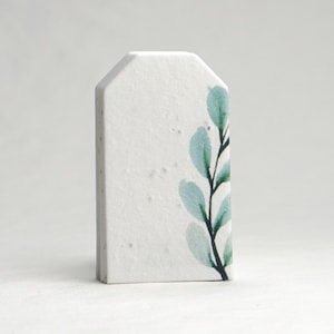 Aqua Blue Watercolor Branch Edge Seed Paper Gift Tag Set of Twelve Tiny Tags