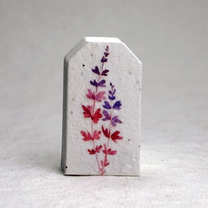 Watercolor Flower Seed Paper Gift Tag Flower Print Set of Twelve Tiny Tags Ruby Rose