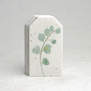 Bulk Pack Eucalyptus Branch Seed Paper Gift Tag Flower Print Set of 100 Tiny Tags Sage Green