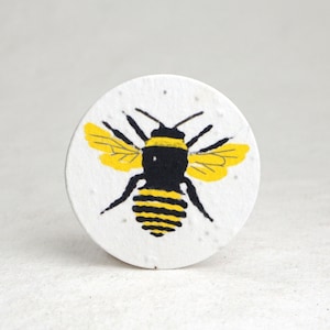 Honey Bee Seed Paper Tag 2 inch diameter Circles - Plant me! Set of 24