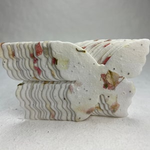 Seed Paper Butterflies 3"w x 2.85"h Wildflower Pink Flower Petals #24s for Weddings or Memorials set of 24