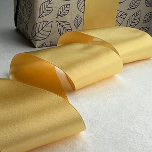 Luscious Double Faced Satin Ribbon Holiday Decorating Yellow Gold and White 2&quot; wide by 3 yard length