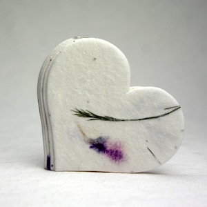 Large Purple Petal Seed Paper Hearts 2.85"w x 2.5"h Wildflower Natural #58s for Weddings or Events set of 24