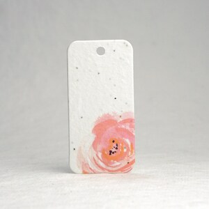 Pink Peony Flower Tag set of 10 Seed Paper hang tags 3&quot; long by 1.5&quot; wide