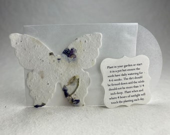 Seed Paper Butterflies 3"w x 2.85"h #04s Recycled Purple Flower Petals set of 24 with glassine envelope and planting guide