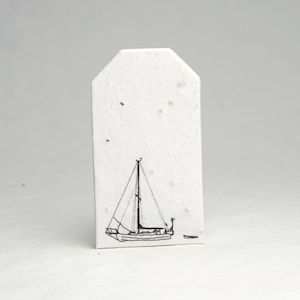 Sailboat Sketch Seed Paper Gift Tag Set of Twelve Tiny Tags Boating