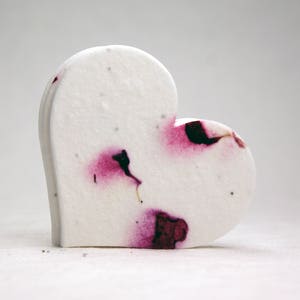 Large Magenta Petal Seed Paper Hearts 2.85"w x 2.5"h Wildflower Natural #19s for Weddings or Events set of 24