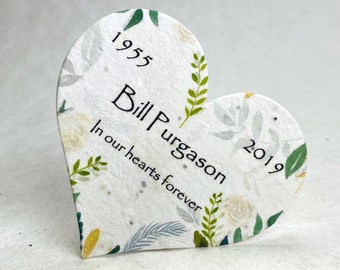 Custom, Personalized Large Seed Paper Hearts Set of 18 - Memorial Garden Print - Wildflower Seeds