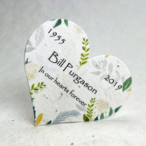 Bulk Custom, Personalized Large Seed Paper Hearts Set of 90 - Memorial Garden Print - Wildflower Seeds