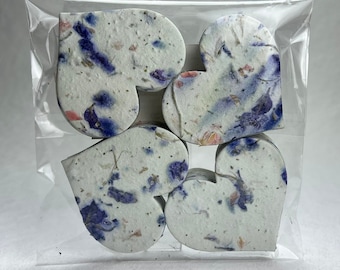 Bulk Pack Large Recycled Fiber Seed Paper Hearts 2.85&quot;w x 2.5&quot;h Wildflower Natural Recycled Fibers #45s for Weddings or Events set of 100