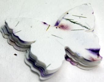 Seed Paper Butterflies 3"w x 2.85"h #58s Purple Flower Petals for Weddings or Memorials set of 24