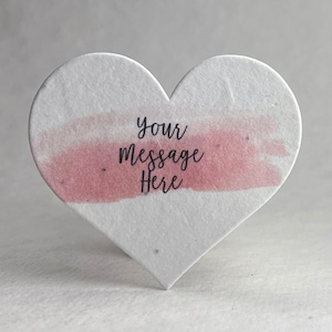 Your Message Here | Custom, Personalized Large Seed Paper Hearts Set of 18 | Wildflower Seeds | Choose your Print