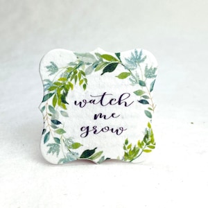 Watch Me Grow Watercolor Branch | Wildflower Seed Paper Tags | 1.75" x 1.75" | Planting Directions on Reverse | Set of 20 or 100