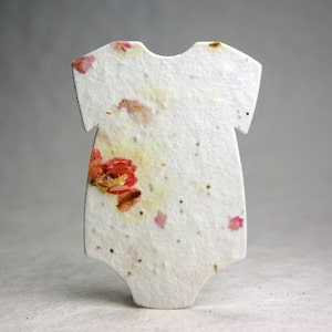 Infant Bodysuit Shape Wildflower Seed Paper - 3" x 2" - Set of 24 - For Baby Showers - Pick Your Paper/Choose to Add Guides & Envelopes