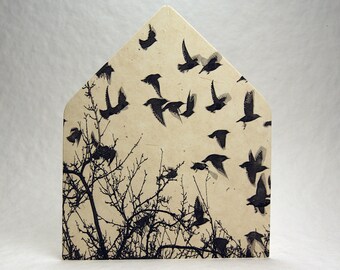 Envelope Liner Seed Paper Birds Take Flight print black ink set of 10 - glue at home - Fits 7 Baronial Size