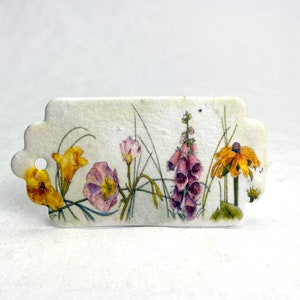 Watercolor Wildflower Seed Paper Gift Tag - Set of 12 - 3" long by 1.5" wide with Plant me message