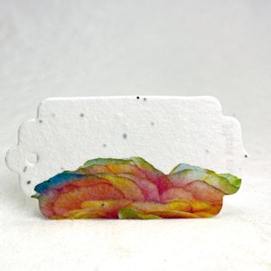 Ranunculus Wildflower Seed Paper Gift Tag - Set of 12 or 96 - 3" long by 1.5" wide with Plant me message