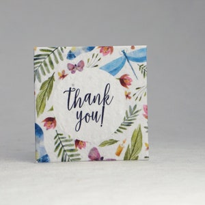Large Seed Paper Square 2 inch Wildflower Cotton Watercolor with Planting Directions Set of 24