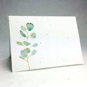 Eucalyptus Watercolor Print Wildflower Seed Paper Handmade Blank Recycled Card set of 3 or 10