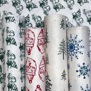 Of The Earth Seed Paper 20x30 handmade sheet gift wrap, wrapping paper, 2024 Christmas Santa and Trees Mixed set of 4 or 12