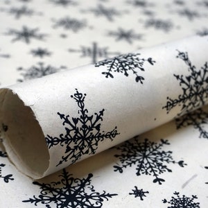 Of The Earth Seed Paper 20x30 handmade sheet gift wrap, wrapping paper, Black Snowflake set of 3